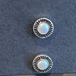 Silpada Sterling Silver Opal-Like Round Stud Earrings with Pearl